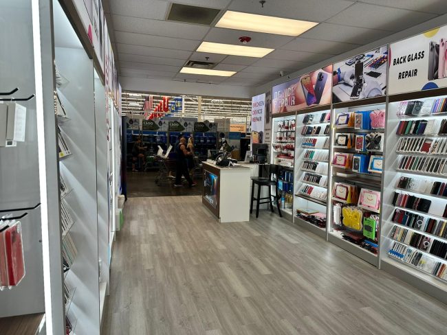 Customer reception area at local Talk N' Fix device repair store